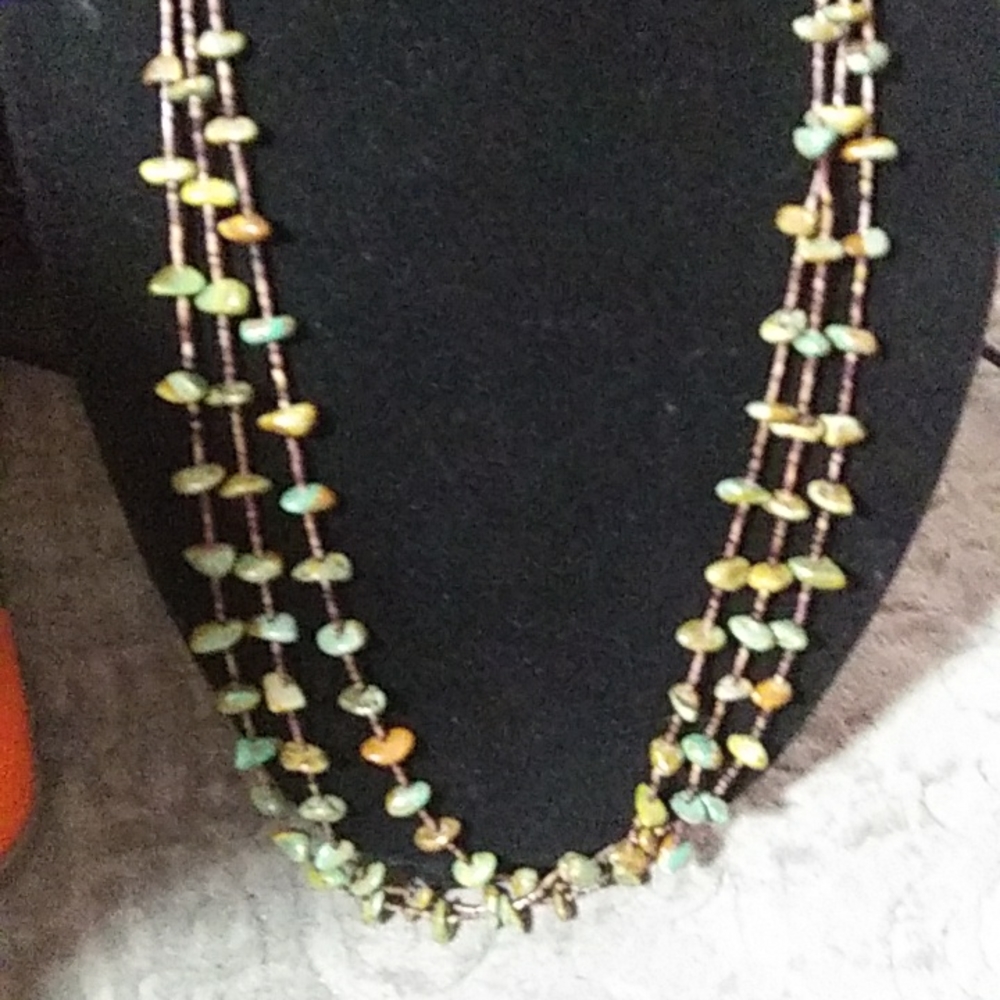 American IndianTurqoise and heishi 3 strand necklace Apox.24-26 inches Vintage